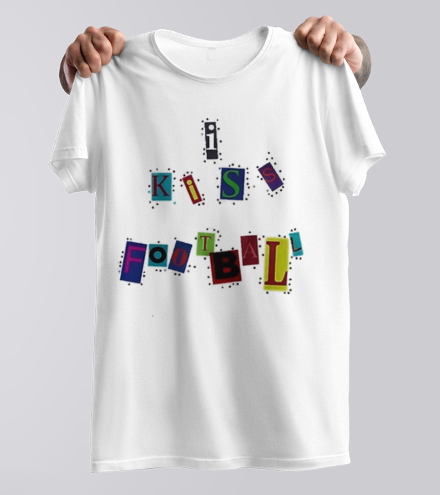 Nooruddean I Kiss Football Soccer Love Passion Bold Colorful Textured T-Shirt