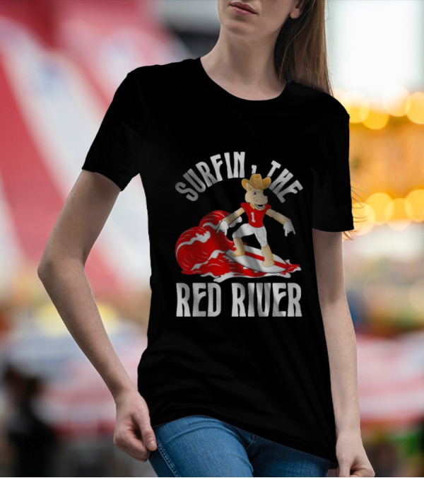 Surfin The Red River Rr Cowboy Surfboard Sports T-Shirt