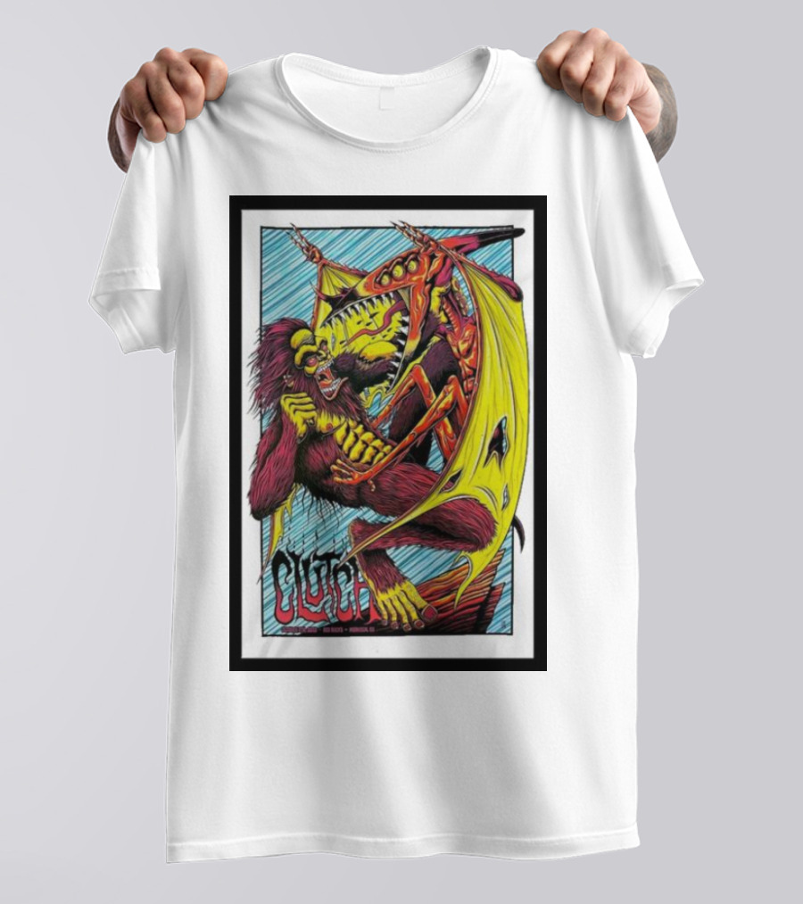 Clutch Gorilla Wrestling Dragon Art October 7th T-Shirt