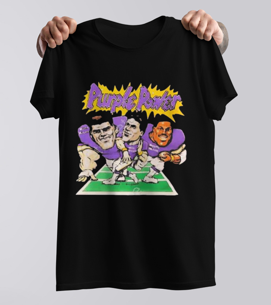 Purple Power Minnesota Vikings Cartoon Trio Caricature Football T-Shirt