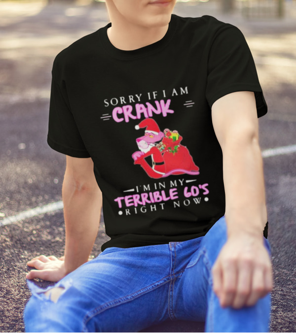 Pink Panther Santa Sorry If I Am Crank I’m In My Terrible 60s Right Now T-Shirt