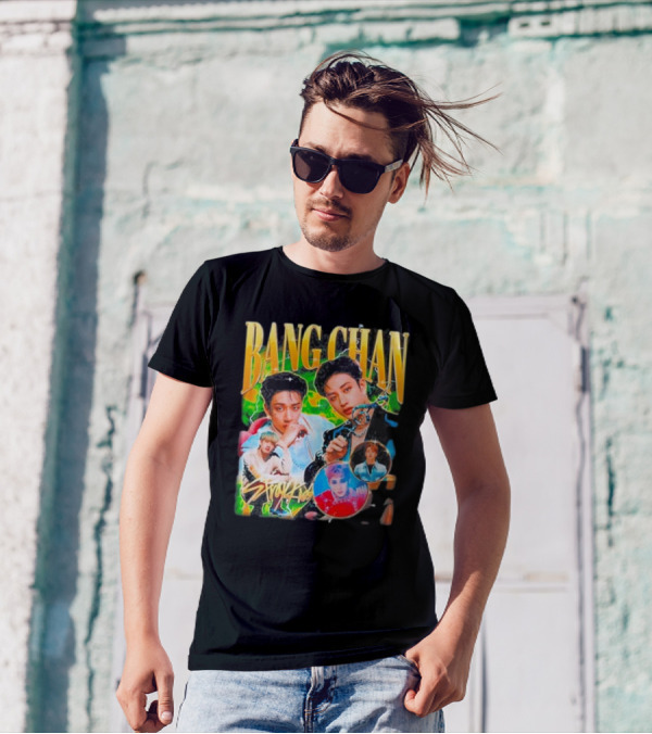 Bang Chan Stray Kids Multicolor Photo Collage T-Shirt