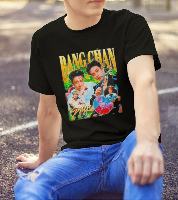 Bang Chan Stray Kids Multicolor Photo Collage T-Shirt