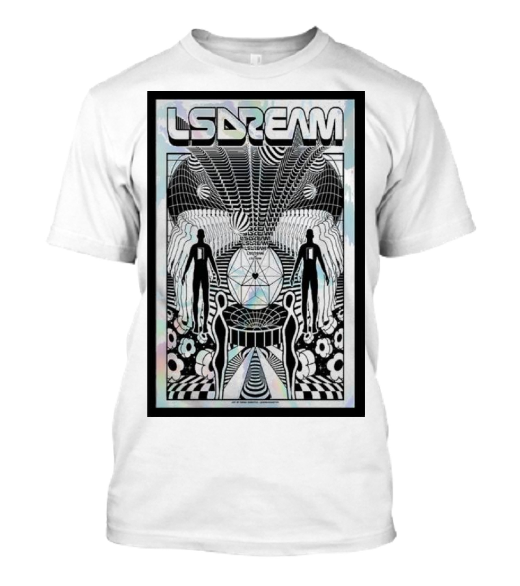 LSDREAM Trippy Psychedelic Geometric Silhouettes With Cosmic Patterns And Symmetry T-Shirt