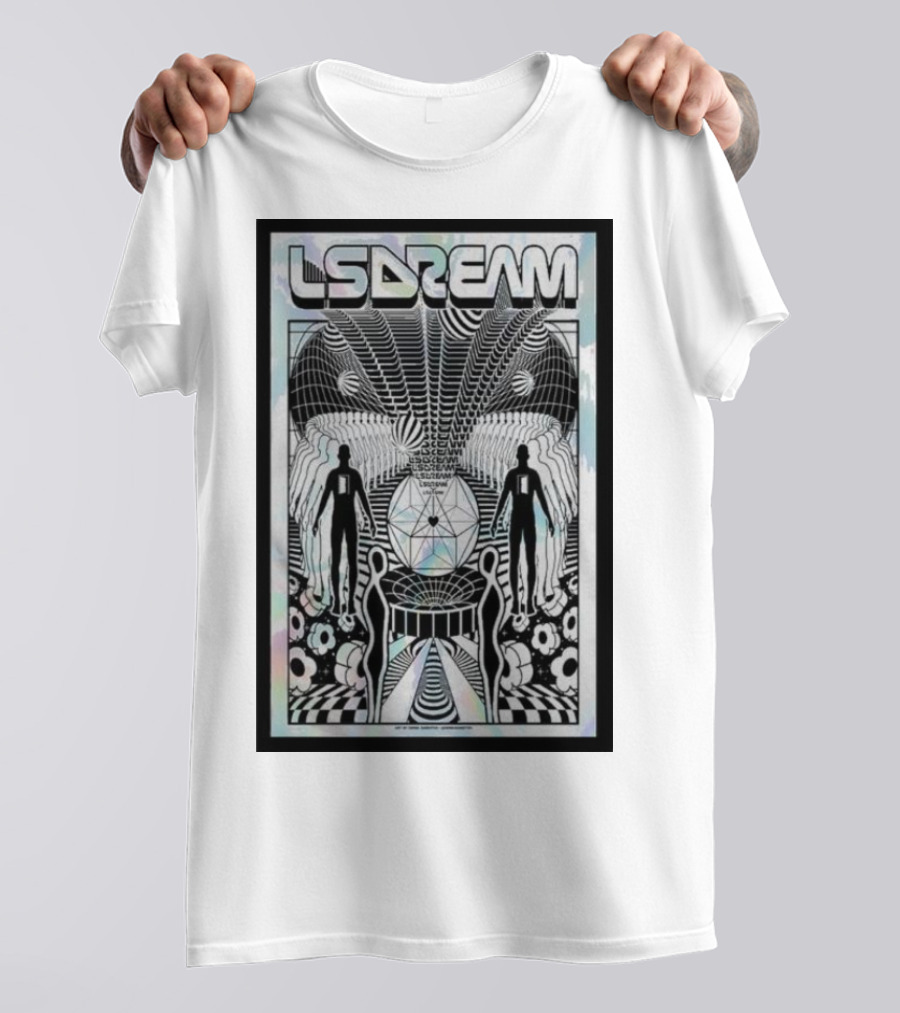 LSDREAM Trippy Psychedelic Geometric Silhouettes With Cosmic Patterns And Symmetry T-Shirt