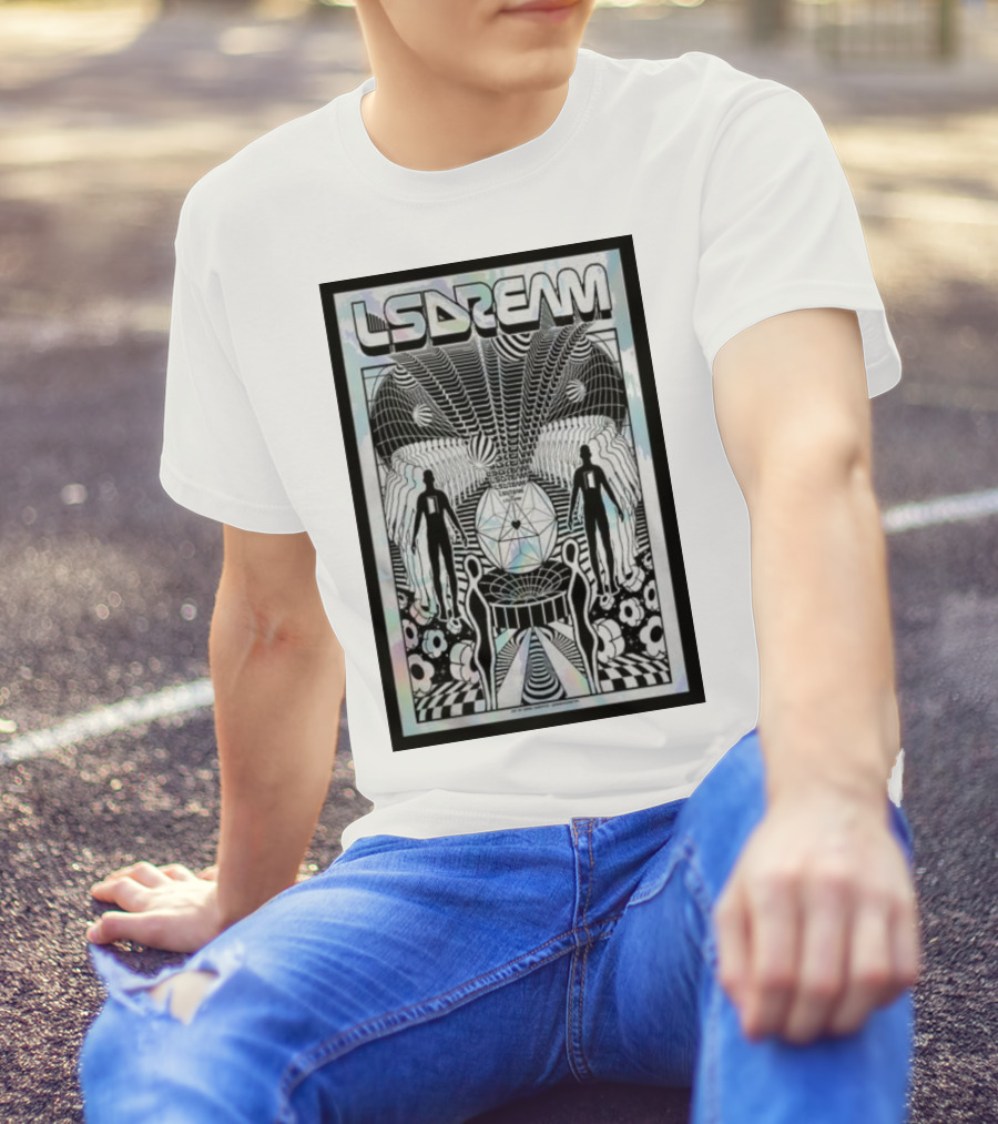 LSDREAM Trippy Psychedelic Geometric Silhouettes With Cosmic Patterns And Symmetry T-Shirt
