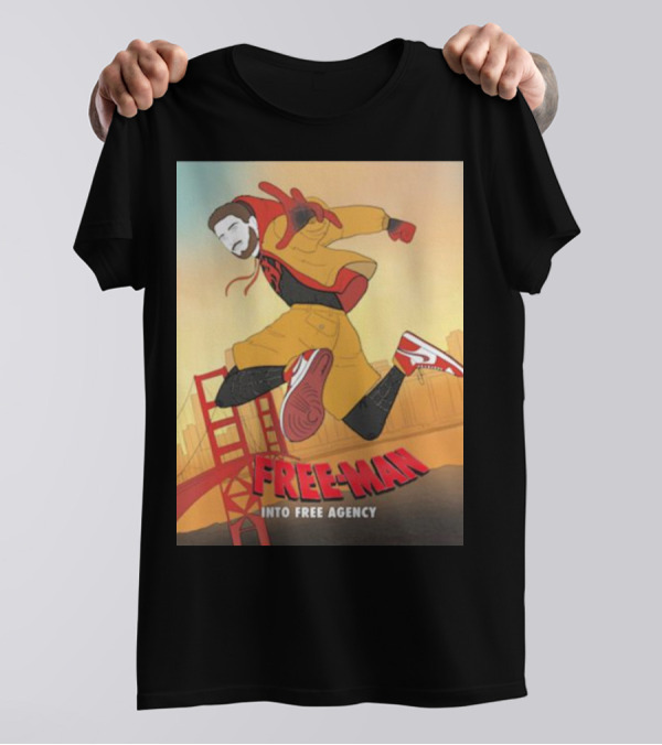 FREE-MAN Into Free Agency San Francisco Bridge Jumping Character T-Shirt