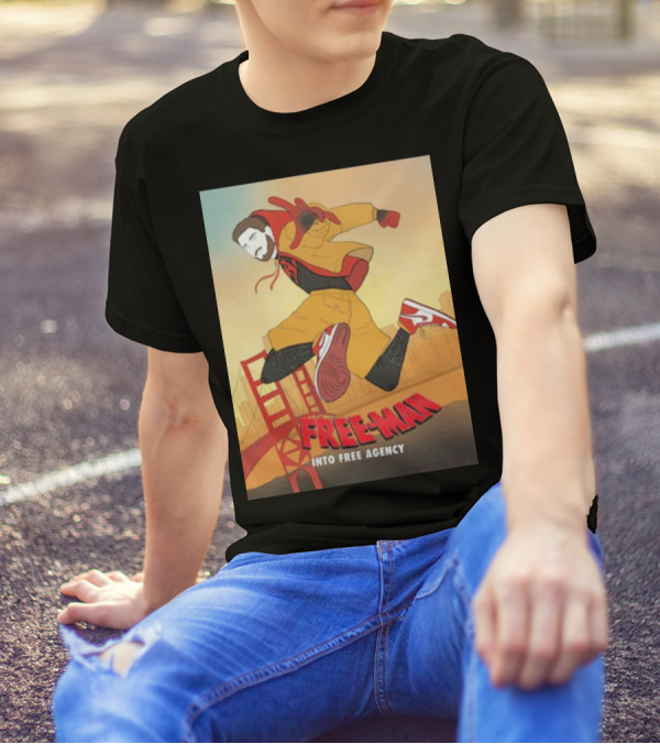 FREE-MAN Into Free Agency San Francisco Bridge Jumping Character T-Shirt