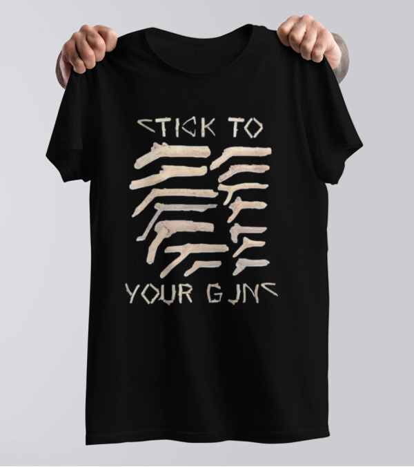 Stick To Your Guns Branch Shaped Pistol Figures T-Shirt