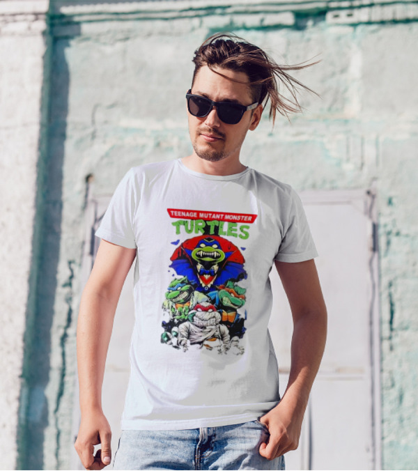 Teenage Mutant Monster Turtles Vampire Mummy Frankenstein Werewolf Mashup T-Shirt