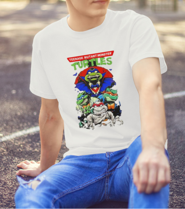 Teenage Mutant Monster Turtles Vampire Mummy Frankenstein Werewolf Mashup T-Shirt