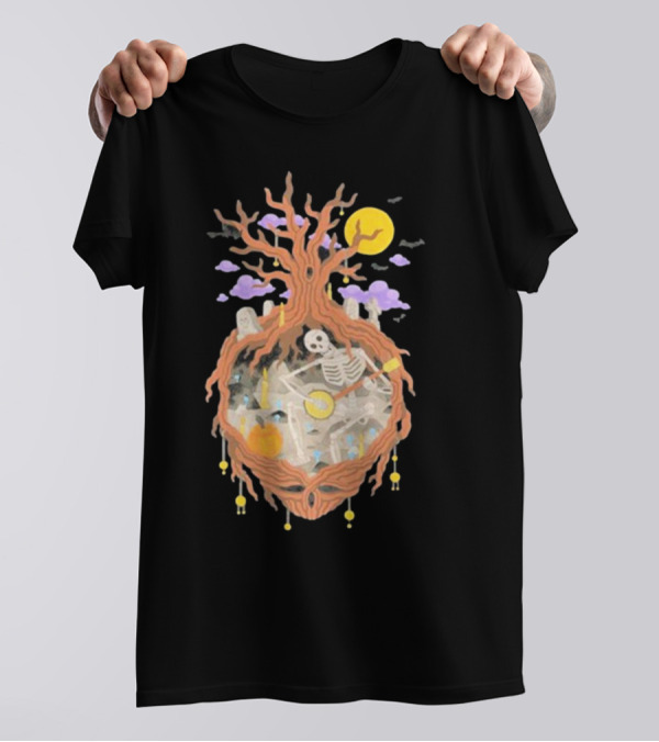 Grateful Dead The 13th Skeleton Moonlit Cemetery Tree T-Shirt