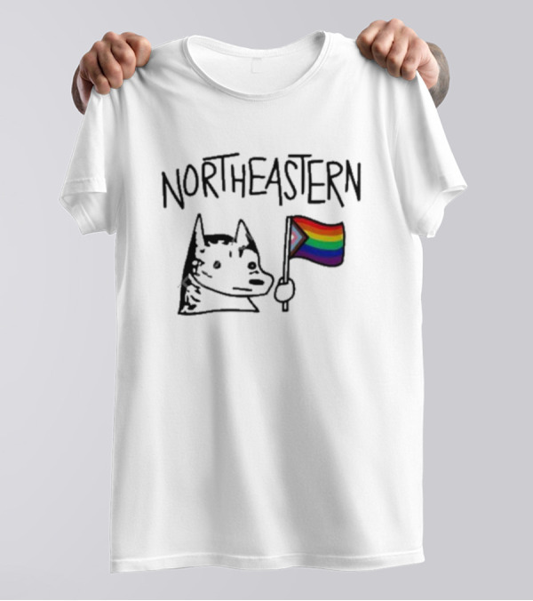Northeastern Pride Hoosky With Rainbow Flag T-Shirt