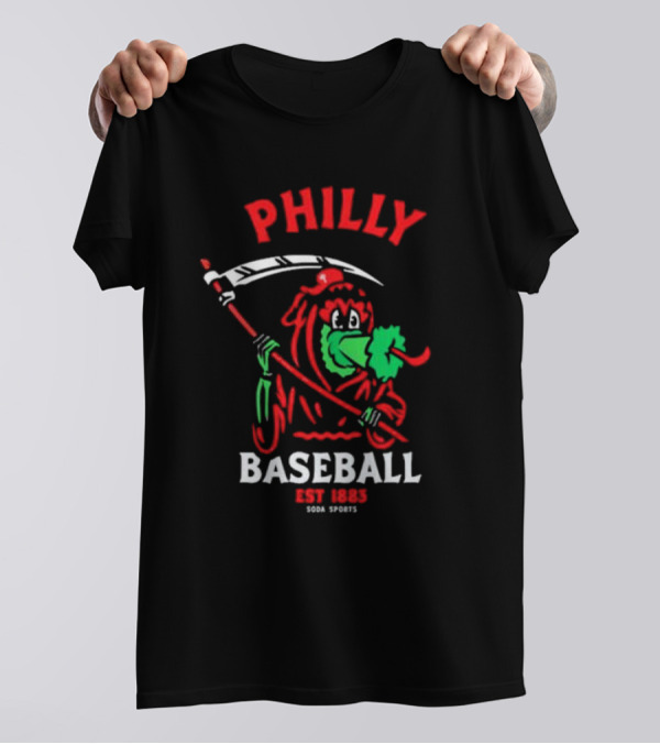 Philly Baseball Est 1883 Soda Sports Phillie Phanatic Grim Reaper T-Shirt