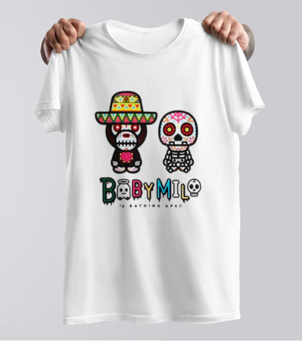 BABY MILO A BATHING APE HALLOWEEN Día De Muertos Skeletons T-Shirt