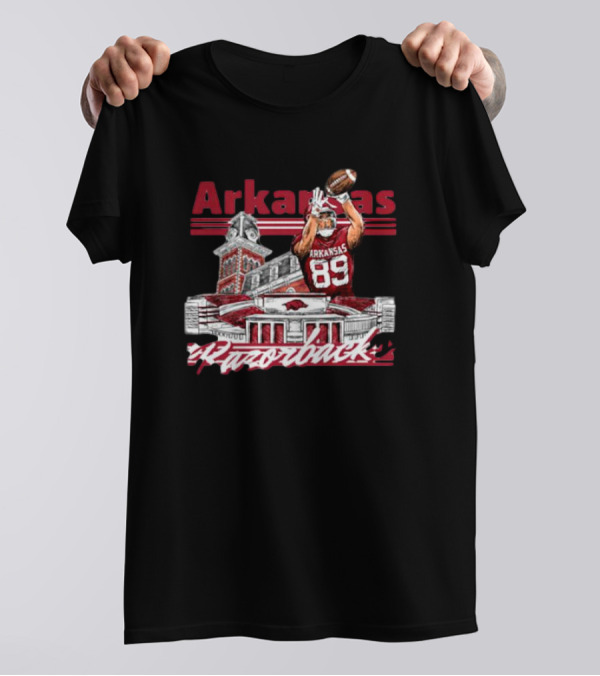 Arkansas Razorbacks Nathan Bax 89 Collegiate Landmarks Football Receiver T-Shirt