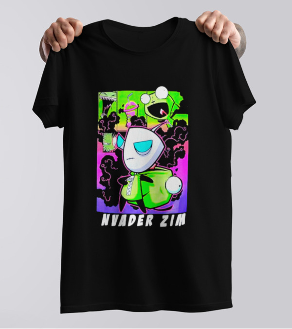 Invader Zim GIR Unzipped Neon Colors Cartoon T-Shirt