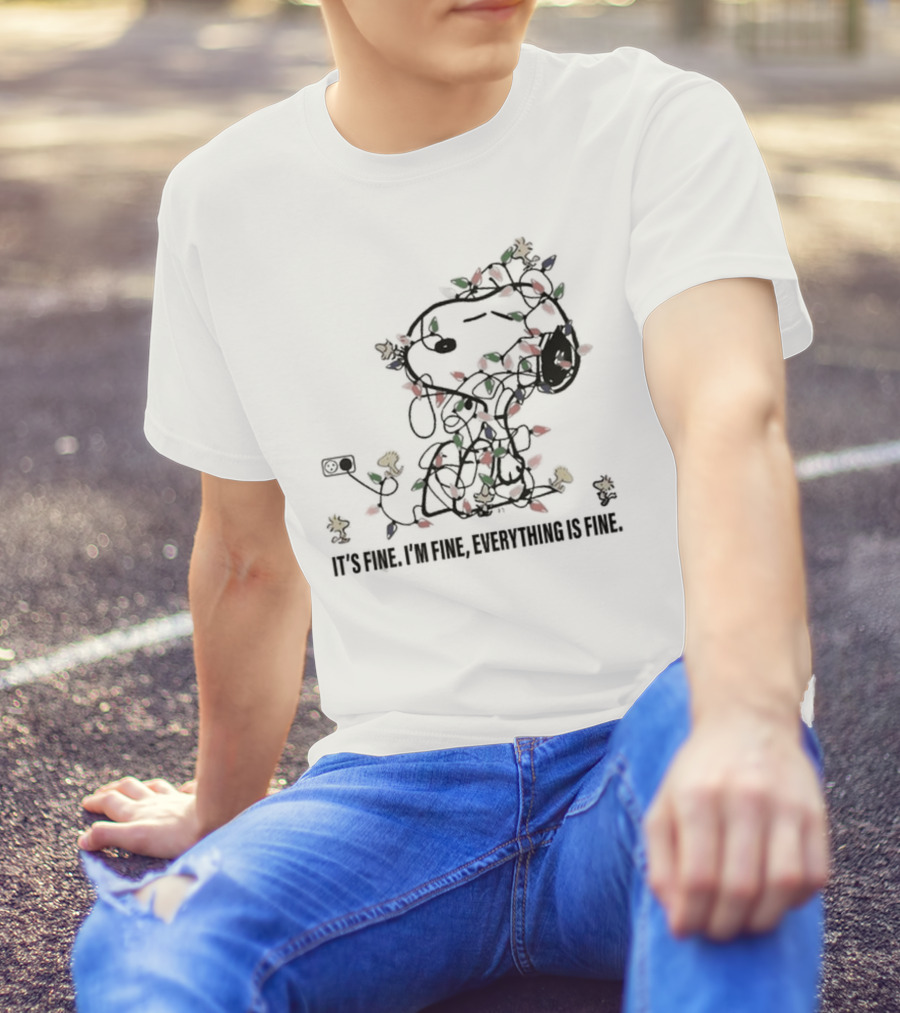 It's Fine I'm Fine Everything Is Fine Snoopy Christmas Lights T-Shirt