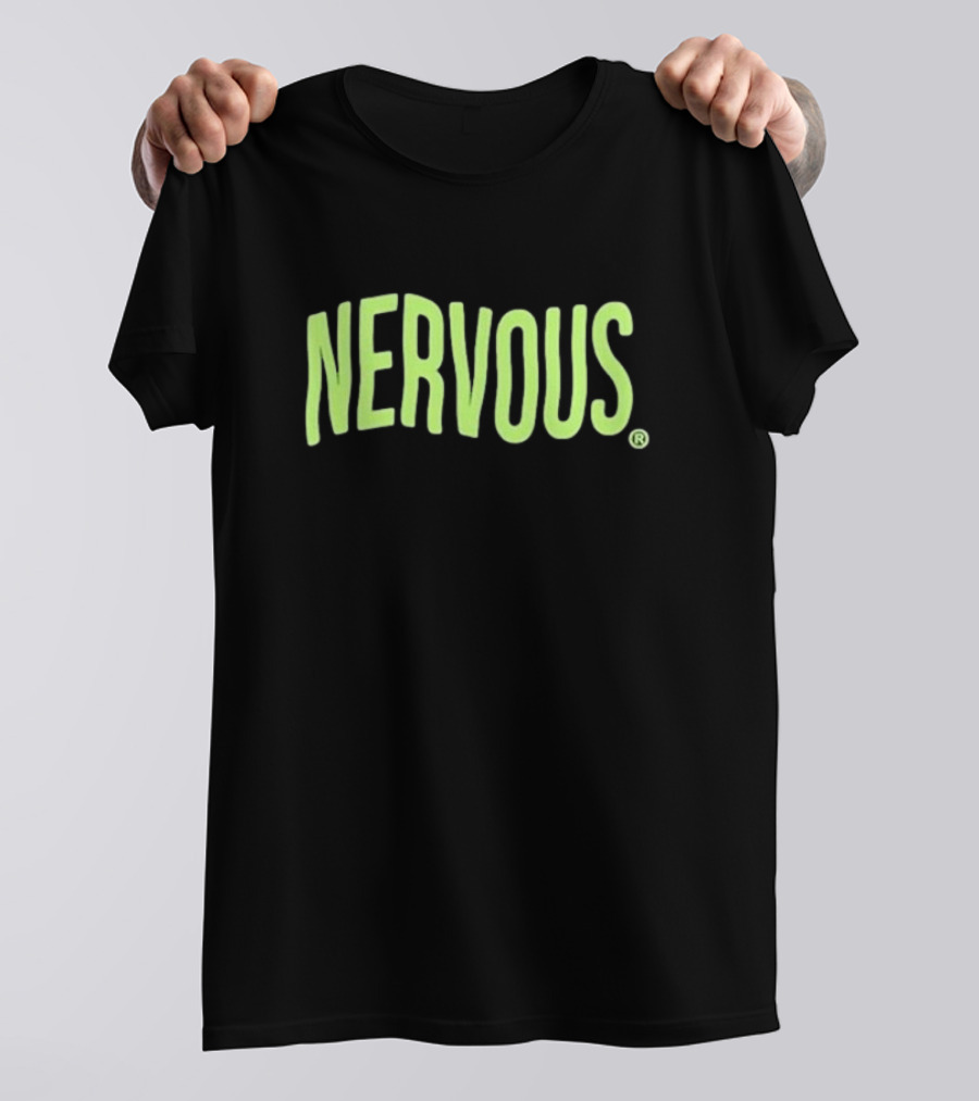 Pandershirts Nervous Neon Green Wave Text T-Shirt