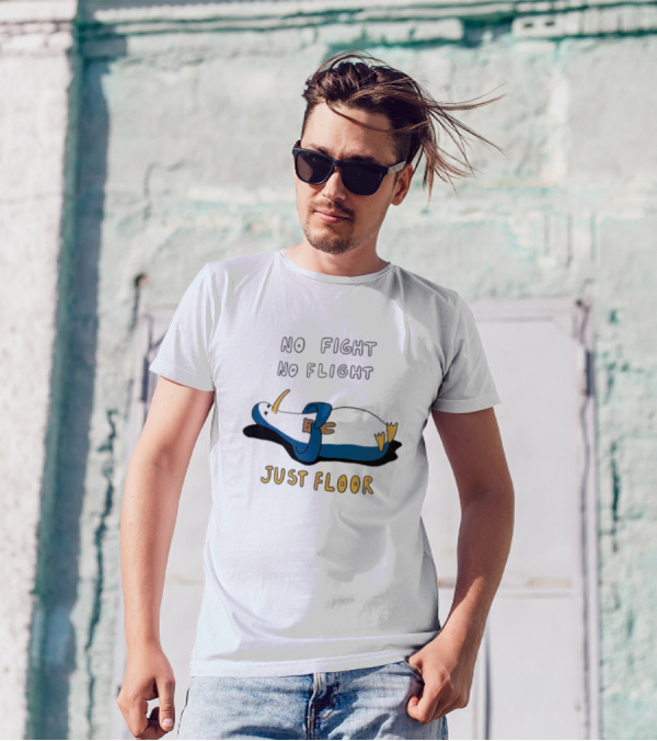 No Fight No Flight Just Floor Penguin Lying Down T-Shirt