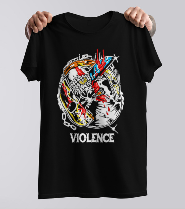 Slasher Mask Chainsaw Knife Violence T-Shirt