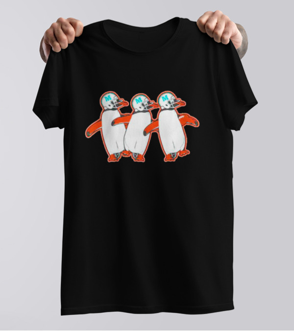 Miami Hurricanes Penguins Marching With Helmets T-Shirt