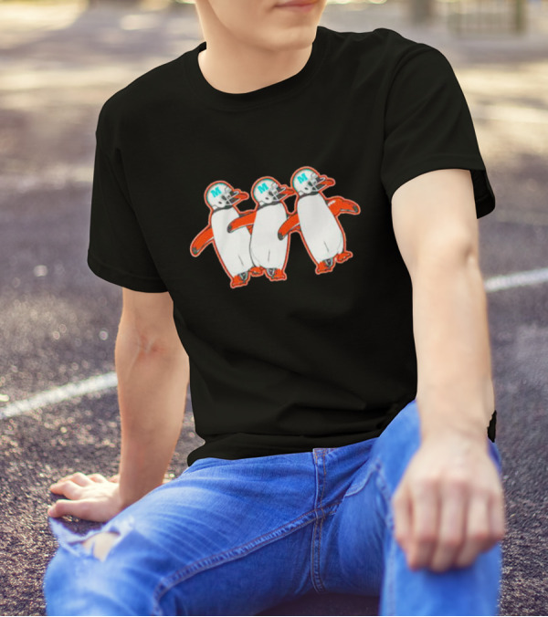 Miami Hurricanes Penguins Marching With Helmets T-Shirt
