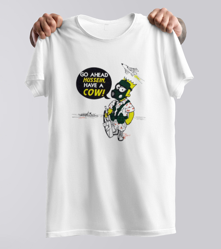 The Simpsons Go Ahead Hussein Have A Cow Comic With Military Jet And Tank T-Shirt