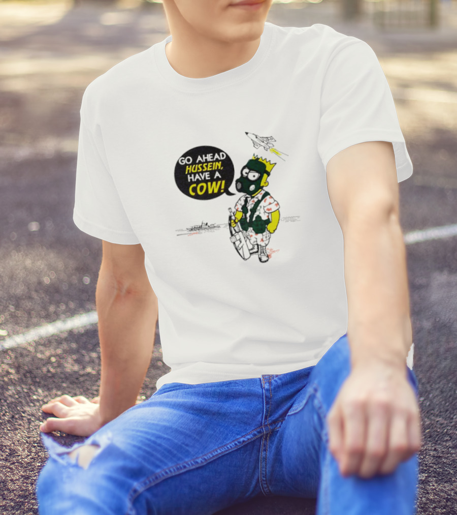 The Simpsons Go Ahead Hussein Have A Cow Comic With Military Jet And Tank T-Shirt