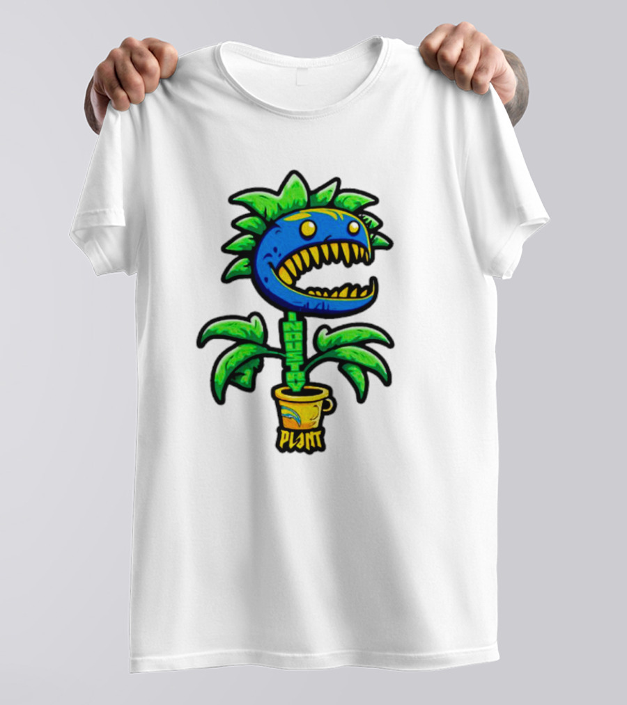 Industry Plant Blue Monster With Yellow Teeth In Yellow Pot T-Shirt