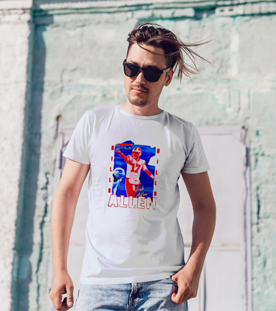 Josh Allen Buffalo Bills NFL Quarterback Iconic Play Action Image T-Shirt