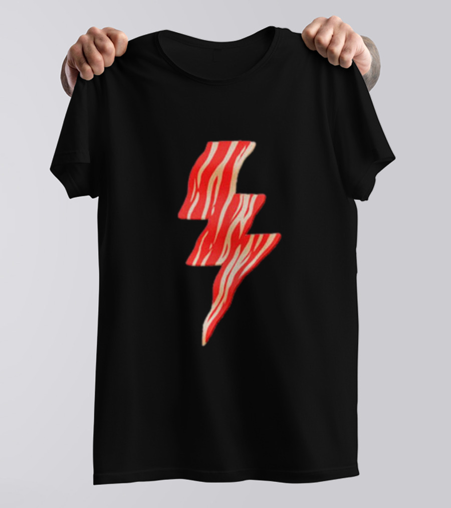 Last Man On Earth Bacon Lightning Bolt Striped 로고 T-Shirt