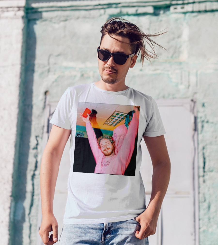Malone Pink Shirt Red Cup Hands Up T-Shirt