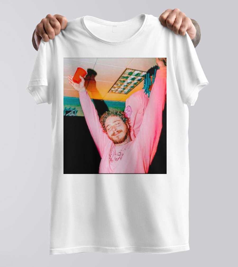 Malone Pink Shirt Red Cup Hands Up T-Shirt