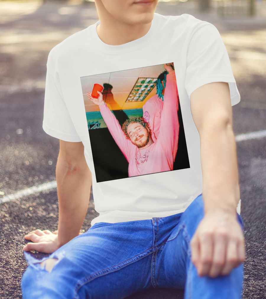 Malone Pink Shirt Red Cup Hands Up T-Shirt