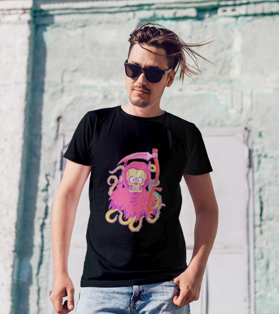 Mark Hoppus Hi My Name Is Mark Reaper Retro Neon Grim Reaper T-Shirt
