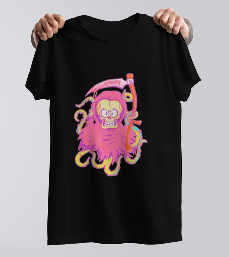 Mark Hoppus Hi My Name Is Mark Reaper Retro Neon Grim Reaper T-Shirt