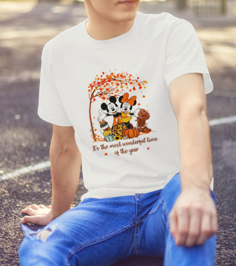 Mickey And Minnie It's The Most Wonderful Time Of The Year Thanksgiving T-Shirt
