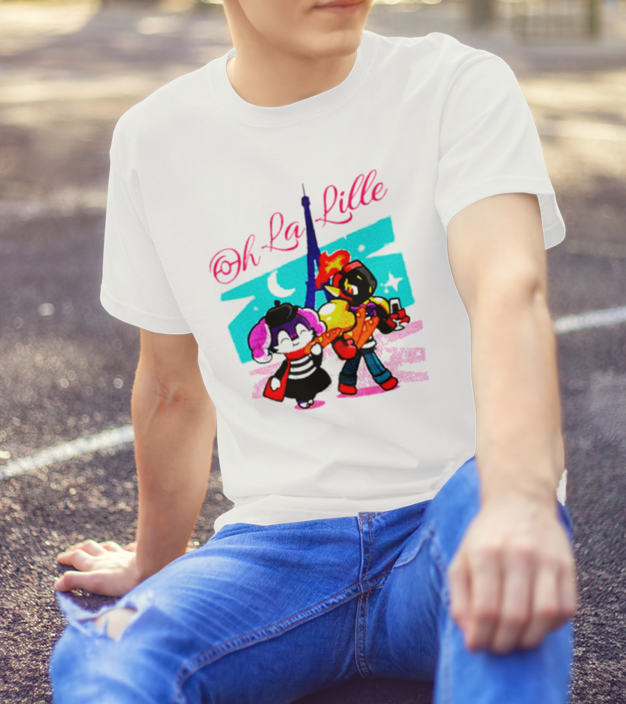 Oh La Lille Eiffel Tower Cartoon Characters T-Shirt