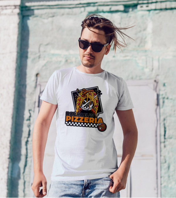 Raphael's Pizzeria Just Stab N' Go Pizza Graphic With Slicing Swords T-Shirt