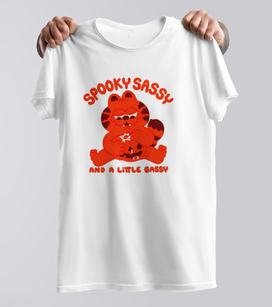 Spooky Sassy And A Little Gassy Halloween Cat Eating Candy T-Shirt