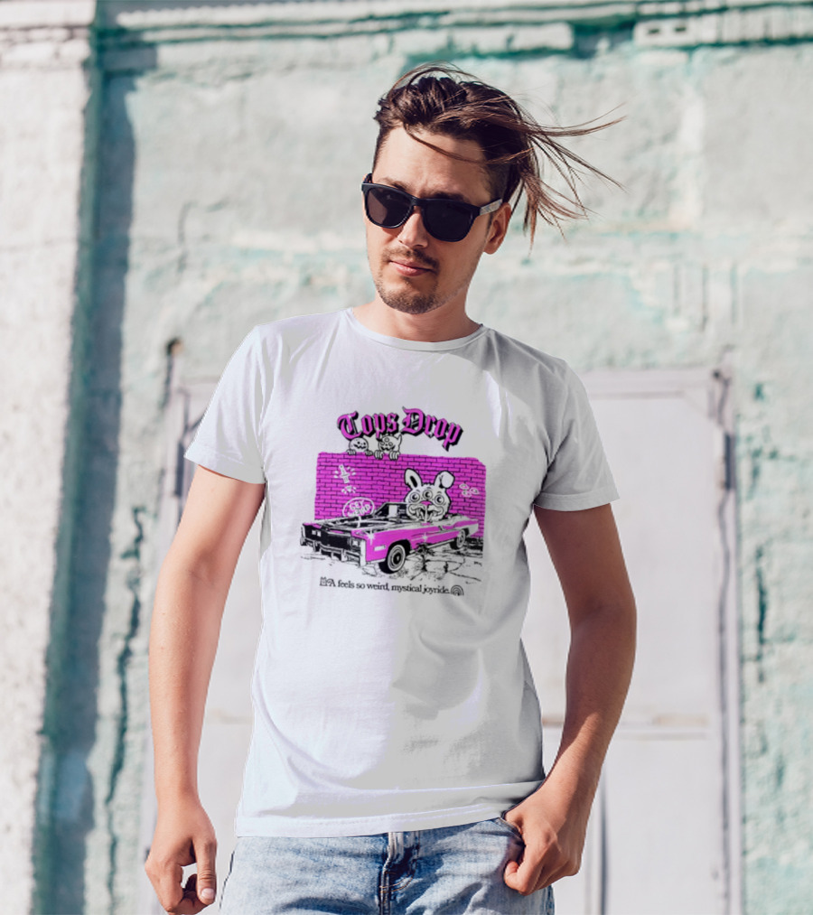 Tops Drop Feels So Weird Mystical Joyride Pink Lowrider With Cartoon Graffiti T-Shirt