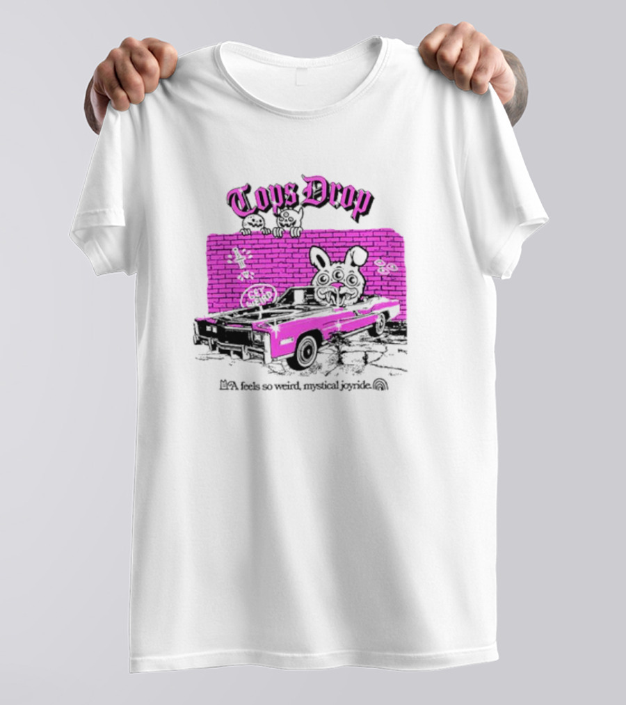 Tops Drop Feels So Weird Mystical Joyride Pink Lowrider With Cartoon Graffiti T-Shirt