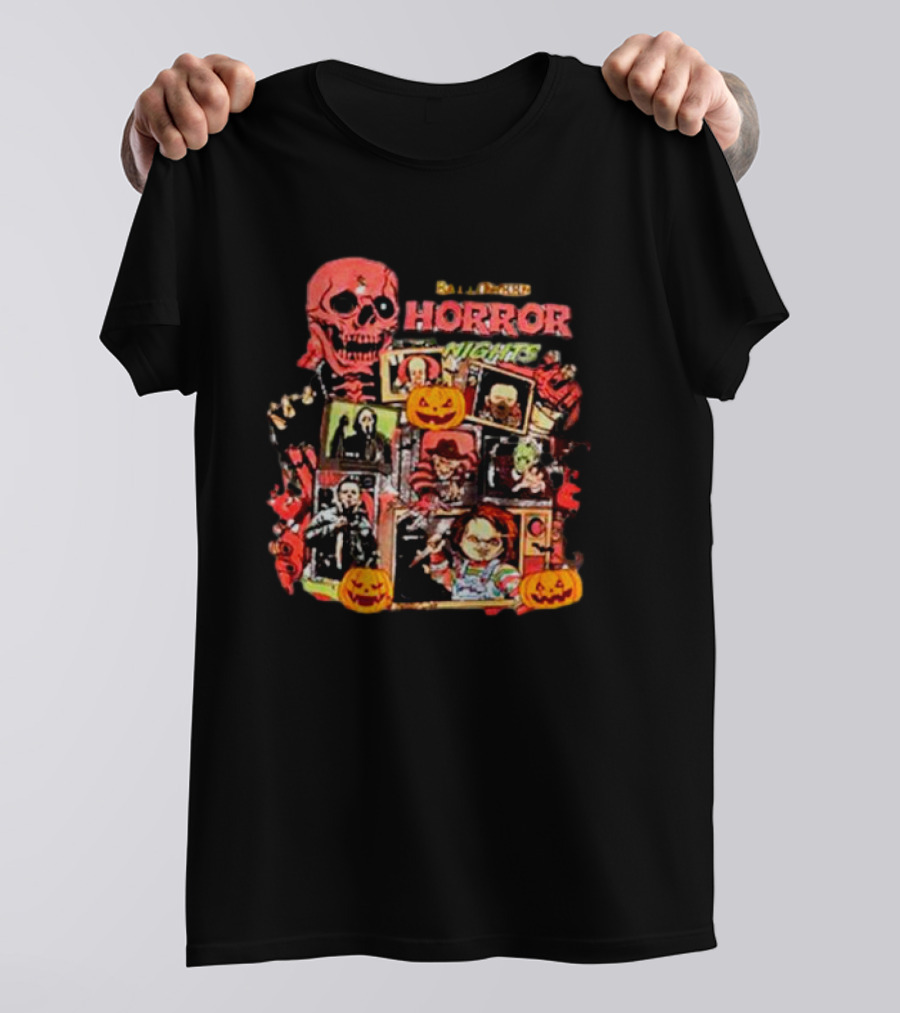Halloween Horror Nights 90s Vintage Skull And Monsters T-Shirt