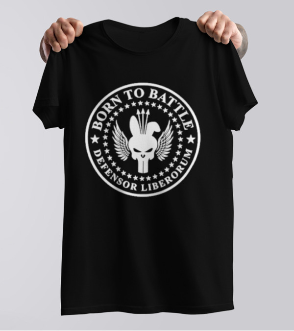 Born To Battle Defensor Liberorum Roman Gladiator Sword And Shield T-Shirt