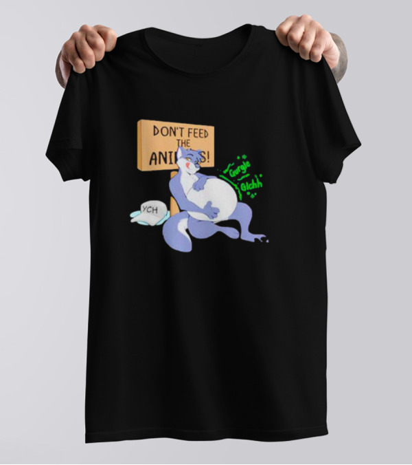 Don’t Feed The Animals Gurgle Glchh YCH Cartoon Fox Plush Stomach T-Shirt