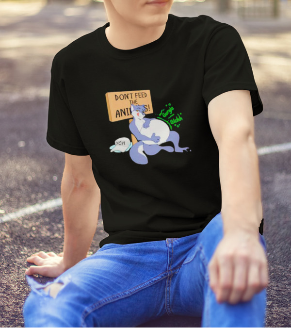 Don’t Feed The Animals Gurgle Glchh YCH Cartoon Fox Plush Stomach T-Shirt