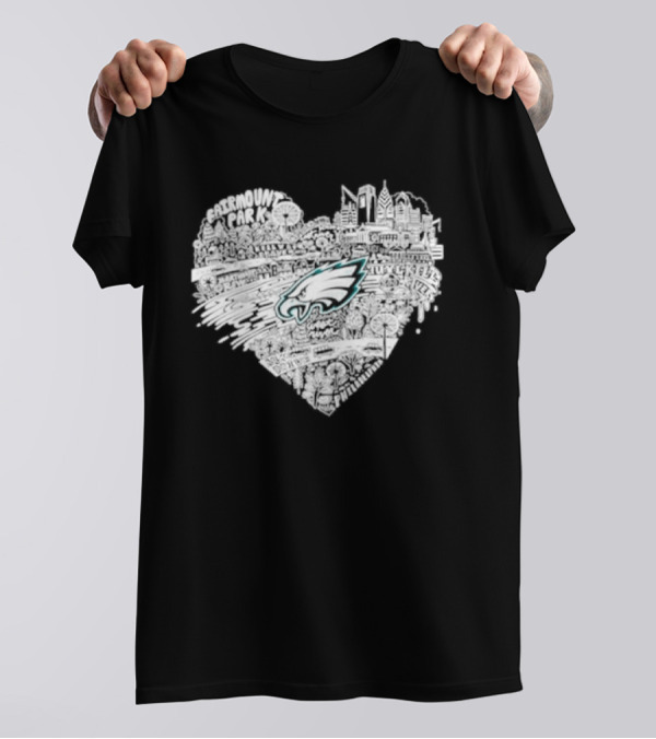 Philadelphia Eagles Fairmount Park West River Heart T-Shirt