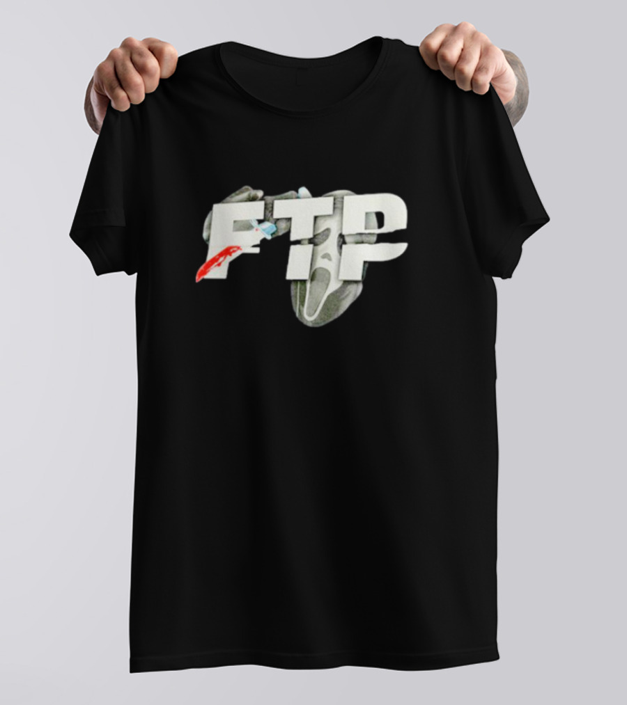FTP Ghost Halloween Scream Mask Red Knife T-Shirt