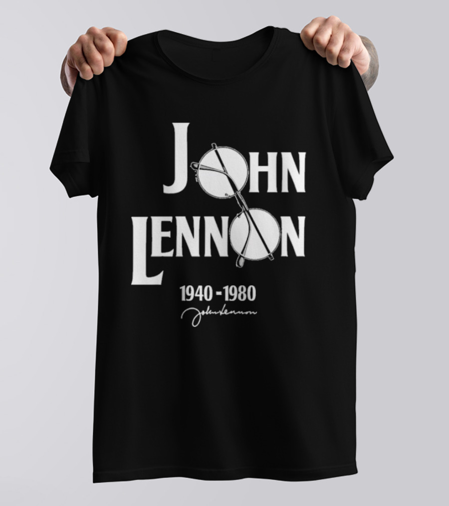 John Lennon 1940-1980 Peace Symbol Signature T-Shirt